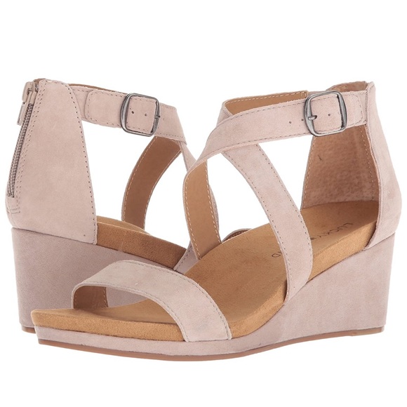 Lucky Brand Shoes - LUCKY BRAND Wedge Strap Sandals Shoes Suede Taupe Leather Kawaii Cute Platform 6